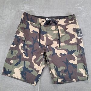 Volcom Camo Cargo Board Shorts Men's Size 31 Swim Trunks New